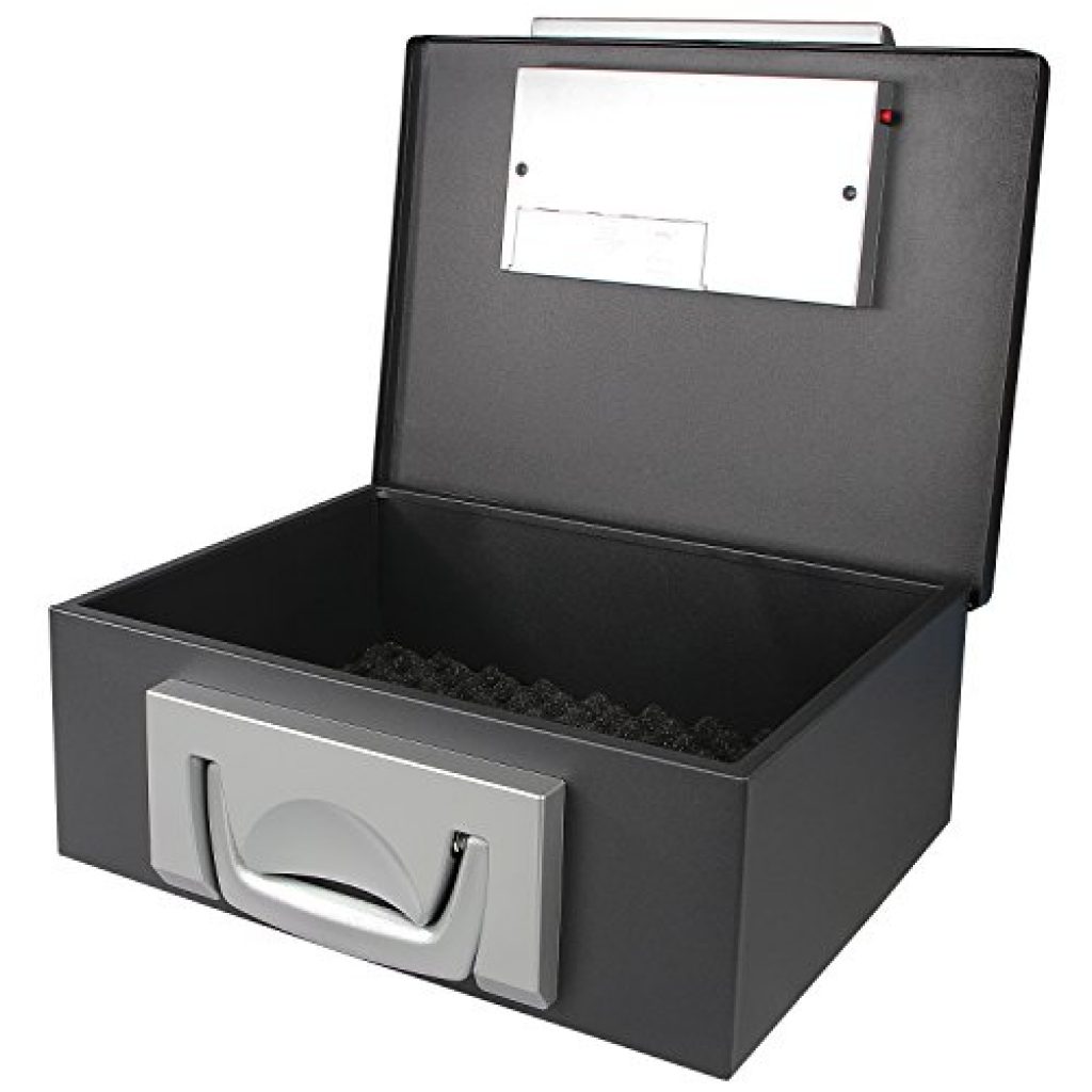 Caisse à Monnaie Verrouillable HMF - Plateau Compteur Pièces Euros - 25x18x9cm - Noir - Idéal Marchés